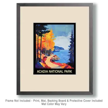 Fall Day - Acadia Maine Souvenir Home Decor Wall Art Prints – 8″x10″ Artwork – 11″x14″ Mat