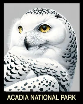 Snowy Owl - Acadia Maine Souvenir Home Decor Wall Art Prints – 8″x10″ Artwork – 11″x14″ Mat