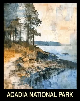 Vintage Acadia Maine Souvenir Poster Home Decor Wall Art Prints – 8″x10″ Artwork – 11″x14″ Mat