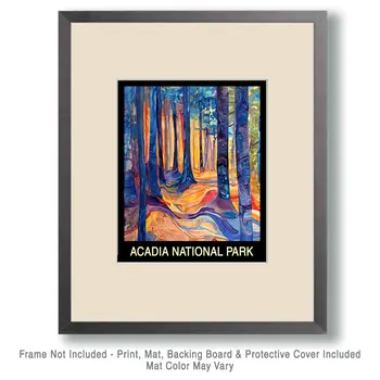 Abstract Forest - Acadia Maine Souvenir Home Decor Wall Art Prints – 8″x10″ Artwork – 11″x14″ Mat