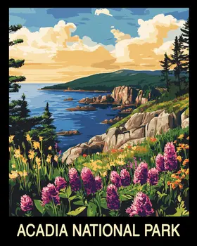 Lupines - Acadia Maine Souvenir Home Decor Wall Art Prints – 8″x10″ Artwork – 11″x14″ Mat