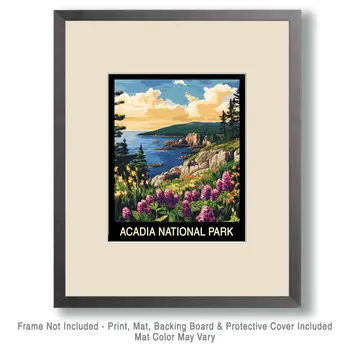 Lupines - Acadia Maine Souvenir Home Decor Wall Art Prints – 8″x10″ Artwork – 11″x14″ Mat