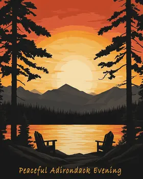 Peaceful Adirondack Evening - Adirondack State Park Souvenir Home Decor Wall Art Prints – 8″x10″ Artwork – 11″x14″ Matte