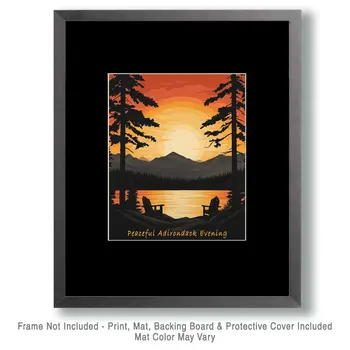 Peaceful Adirondack Evening - Adirondack State Park Souvenir Home Decor Wall Art Prints – 8″x10″ Artwork – 11″x14″ Matte