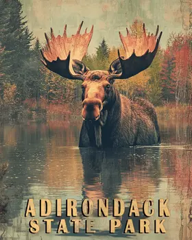 Bull Moose - Adirondack State Park Souvenir Home Decor Wall Art Prints – 8″x10″ Artwork – 11″x14″ Matte