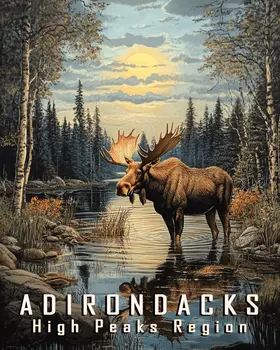 Moose - Adirondack State Park Souvenir Home Decor Wall Art Prints – 8″x10″ Artwork – 11″x14″ Matte