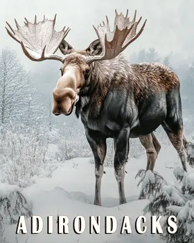 Winter Moose - Adirondack State Park Souvenir Home Decor Wall Art Prints – 8″x10″ Artwork – 11″x14″ Matte