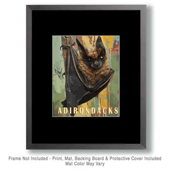 Bat - Adirondack State Park Souvenir Home Decor Wall Art Prints – 8″x10″ Artwork – 11″x14″ Matte