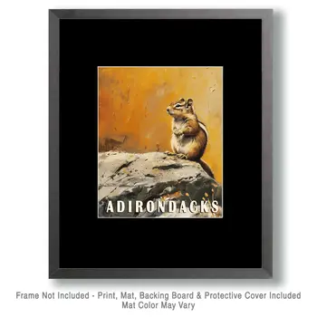 Chipmunk - Adirondack State Park Souvenir Home Decor Wall Art Prints – 8″x10″ Artwork – 11″x14″ Matte