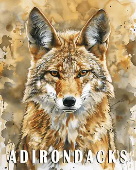 Coyote - Adirondack State Park Souvenir Home Decor Wall Art Prints – 8″x10″ Artwork – 11″x14″ Matte