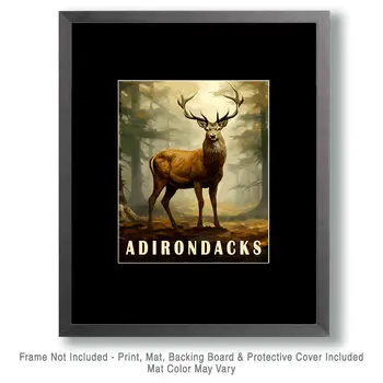 Buck Deer - Adirondack State Park Souvenir Home Decor Wall Art Prints – 8″x10″ Artwork – 11″x14″ Matte