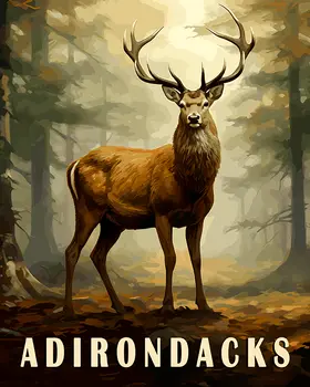 Buck Deer - Adirondack State Park Souvenir Home Decor Wall Art Prints – 8″x10″ Artwork – 11″x14″ Matte