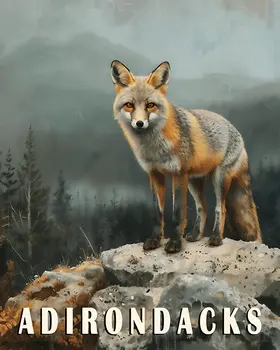 Gray Fox - Adirondack State Park Souvenir Home Decor Wall Art Prints – 8″x10″ Artwork – 11″x14″ Matte