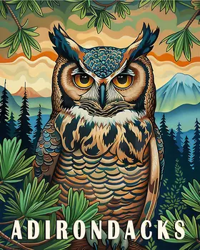 Great Horned Owl - Adirondack State Park Souvenir Home Decor Wall Art Prints – 8″x10″ Artwork – 11″x14″ Matte
