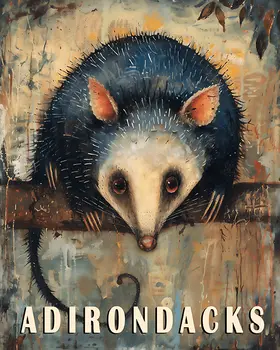 Opossum - Adirondack State Park Souvenir Home Decor Wall Art Prints – 8″x10″ Artwork – 11″x14″ Matte