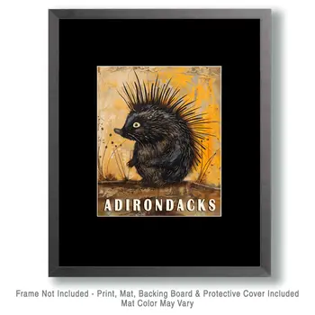 Porcupine - Adirondack State Park Souvenir Home Decor Wall Art Prints – 8″x10″ Artwork – 11″x14″ Matte