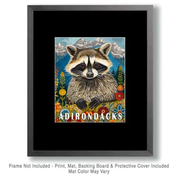 Raccoon - Adirondack State Park Souvenir Home Decor Wall Art Prints – 8″x10″ Artwork – 11″x14″ Matte