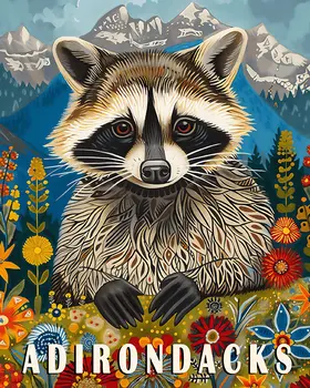 Raccoon - Adirondack State Park Souvenir Home Decor Wall Art Prints – 8″x10″ Artwork – 11″x14″ Matte