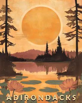 Long Lake Afternoon - Adirondack State Park Souvenir Home Decor Wall Art Prints – 8″x10″ Artwork – 11″x14″ Matte