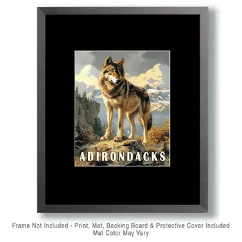 Lone Wolf - Adirondack State Park Souvenir Home Decor Wall Art Prints – 8″x10″ Artwork – 11″x14″ Matte