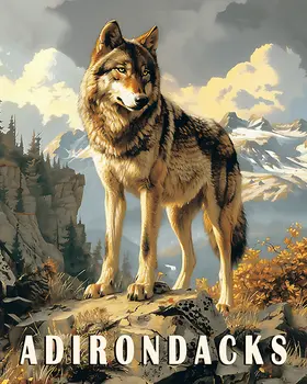 Lone Wolf - Adirondack State Park Souvenir Home Decor Wall Art Prints – 8″x10″ Artwork – 11″x14″ Matte