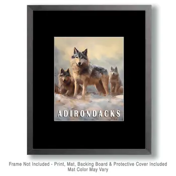 Wolf Pack - Adirondack State Park Souvenir Home Decor Wall Art Prints – 8″x10″ Artwork – 11″x14″ Matte