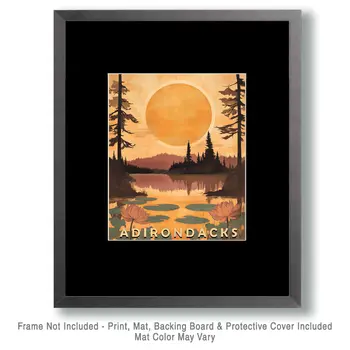 Long Lake Afternoon - Adirondack State Park Souvenir Home Decor Wall Art Prints – 8″x10″ Artwork – 11″x14″ Matte