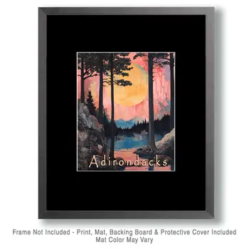 Abstract Raquette Lake Evening - Adirondack State Park Souvenir Home Decor Wall Art Prints – 8″x10″ Artwork – 11″x14″ Matte