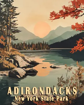 Hudson River Tributary - Adirondack State Park Souvenir Home Decor Wall Art Prints – 8″x10″ Artwork – 11″x14″ Matte