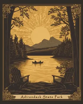 Vintage Adirondack Poster - Adirondack State Park Souvenir Home Decor Wall Art Prints – 8″x10″ Artwork – 11″x14″ Matte