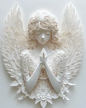 Lacy Angel in Prayer - Angels and Church Wall Art Prints - 8"x10" Art Print for 11"x14" Frame