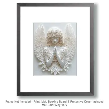 Lacy Angel in Prayer - Angels and Church Wall Art Prints - 8"x10" Art Print for 11"x14" Frame