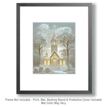 Lacy Church - Angels and Church Wall Art Prints - 8"x10" Art Print for 11"x14" Frame
