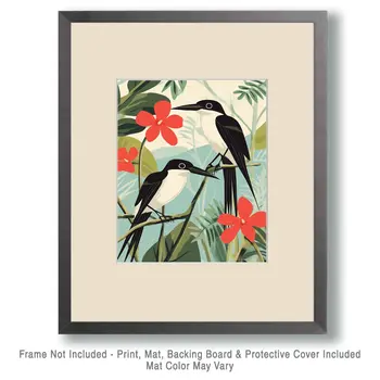 Mid-Century Modern Birds - Wall Art Print - Ocean Seaside Beachcore - 8"x10" Artwork - 11"x14" Matte