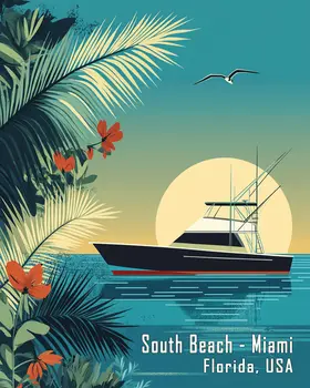 Name Drop - South Beach - Wall Art Print - Ocean Seaside Beachcore - 8"x10" Artwork - 11"x14" Matte