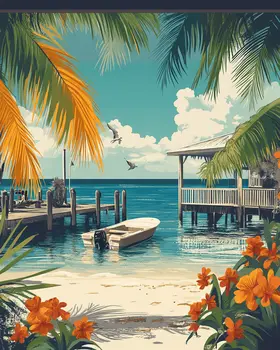 Florida Keys Paradise - Wall Art Print - Ocean Seaside Beachcore - 8"x10" Artwork - 11"x14" Matte
