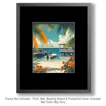Florida Keys Paradise - Wall Art Print - Ocean Seaside Beachcore - 8"x10" Artwork - 11"x14" Matte