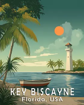Name Drop - Key Biscayne - Wall Art Print - Ocean Seaside Beachcore - 8"x10" Artwork - 11"x14" Matte