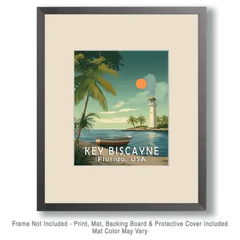 Name Drop - Key Biscayne - Wall Art Print - Ocean Seaside Beachcore - 8"x10" Artwork - 11"x14" Matte