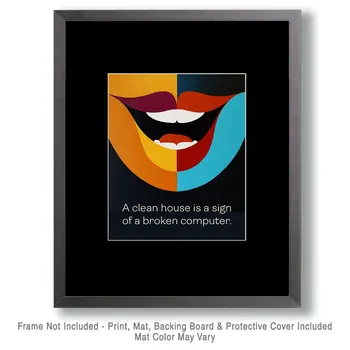 Broken Computer - Funny Motivational Art Prints Wall Art Prints - 8"x10" Art Print for 11"x14" Frame