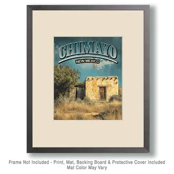 Chimayo Adobe - New Mexico Souvenir Home Decor Wall Art Prints – 8″x10″ Artwork – 11″x14″ Mat