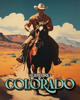 Galloping Cowboy - Colorado Souvenir Home Decor Wall Art Prints – 8″x10″ Artwork for 11″x14″ Frame
