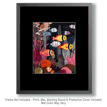 Mid-Century Modern Ocean Life - Wall Art Print - Ocean Seaside Beachcore - 8"x10" Artwork - 11"x14" Matte