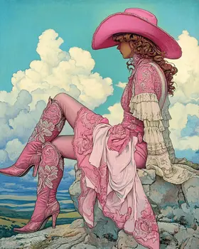 Sunny Day Cowgirl - Wall Art Print - Coastal Cowgirl  8"x10" Artwork - 11"x14" Matte