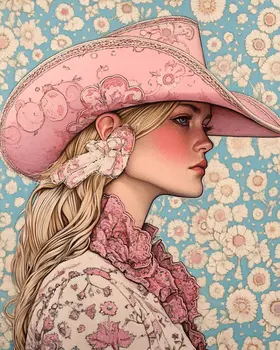 Floral Cowgirl - Wall Art Print - Coastal Cowgirl  8"x10" Artwork - 11"x14" Matte