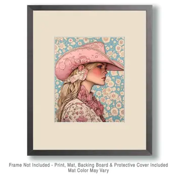 Floral Cowgirl - Wall Art Print - Coastal Cowgirl  8"x10" Artwork - 11"x14" Matte