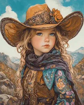 Sunny Day Little Cowgirl - Wall Art Print - Coastal Cowgirl  8"x10" Artwork - 11"x14" Mat