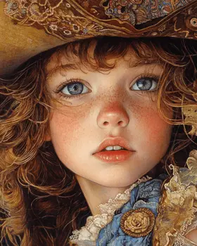 Little Cowgirl Close-Up - Wall Art Print - Coastal Cowgirl  8"x10" Artwork - 11"x14" Mat