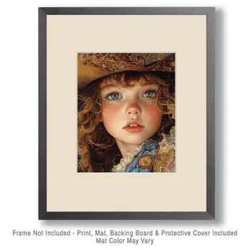 Little Cowgirl Close-Up - Wall Art Print - Coastal Cowgirl  8"x10" Artwork - 11"x14" Mat