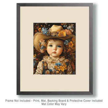 A Real Doll Little Cowgirl - Wall Art Print - Coastal Cowgirl  8"x10" Artwork - 11"x14" Mat